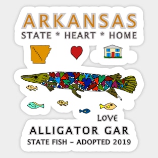 Arkansas, Alligator Gar, Love, Valentines Day, State, Heart, Home Sticker